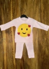 3-12 aylık emoji detalı takım pembe