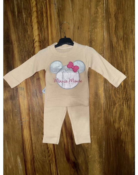 3-12 aylık ayıcık desenli takım krem