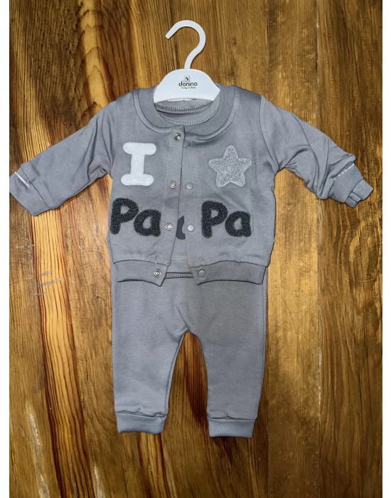 3-12 aylık üçlü kolej ceketli takım gri