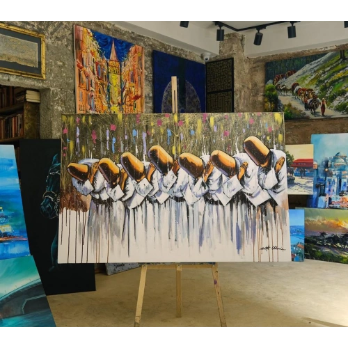 7 Semazen Yağlı Boya Kanvas Tablo 100x150cm