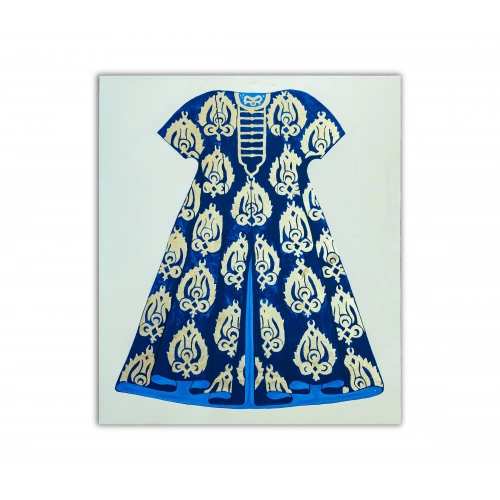 Altın İşlemeli Mavi Osmanlı Kaftanı 93x110 cm