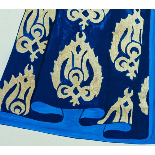 Altın İşlemeli Mavi Osmanlı Kaftanı 93x110 cm