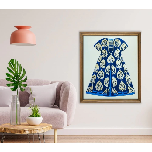 Altın İşlemeli Mavi Osmanlı Kaftanı 93x110 cm