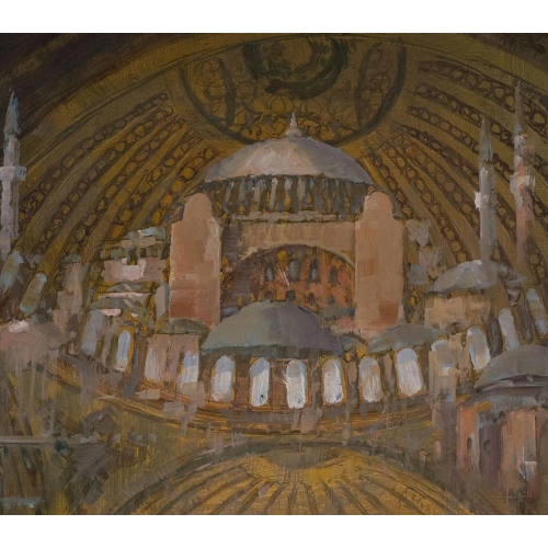 Ayasofya ve Fatih Sultan Mehmet Yağlı Boya Tablo Remzi Taşkıran 90x120cm