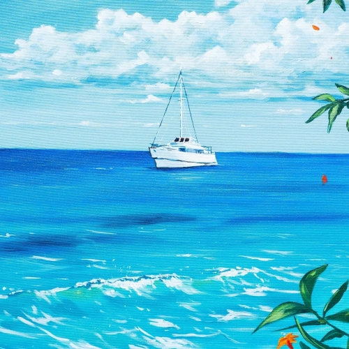 Bir Yaz Akşamı Sahilde Eşsiz Yağlı Boya Tablo Eserimiz 70x90cm