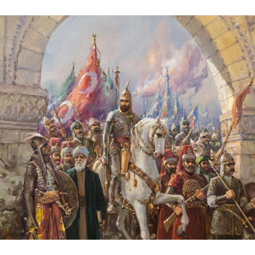Fatih Sultan Mehmetin İstanbula Girişi Kanvas Tablo Remzi Taşkıran 90x120cm