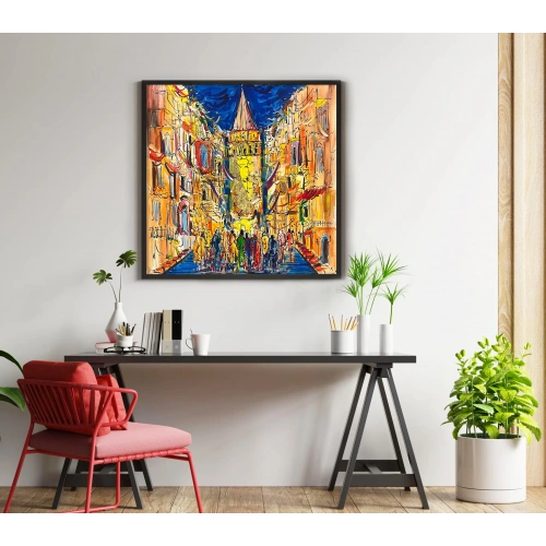Galatada Kutlama Yağlı Boya Tablo 100x100 cm