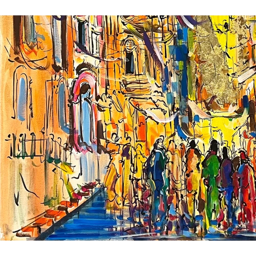 Galatada Kutlama Yağlı Boya Tablo 100x100 cm