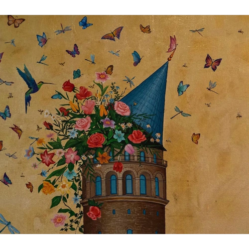 Golden Galata Tower Modern Istanbul Wall Decor
