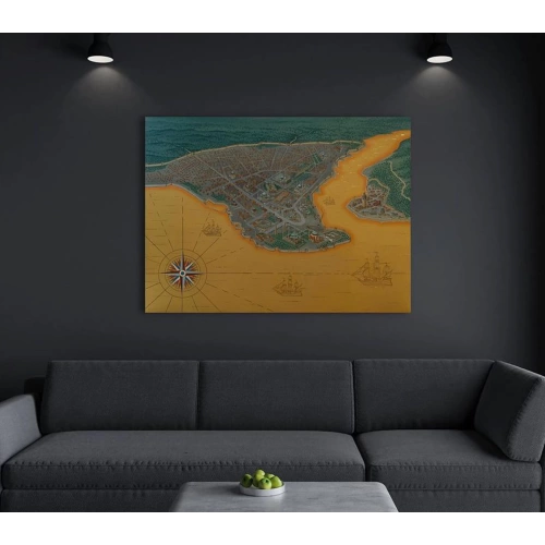 Historic Peninsula Ancient Istanbul Map Wall Decor 55x75 inches