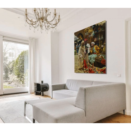 Kapalı Çarşıda Halı Tüccarları Yağlı Boya Tablo 80x100 cm