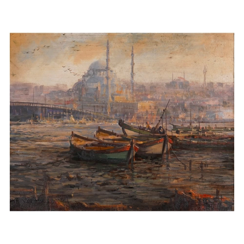 Kayıklar Yağlı Boya Kanvas Tablo Remzi Taşkıran 40x50cm