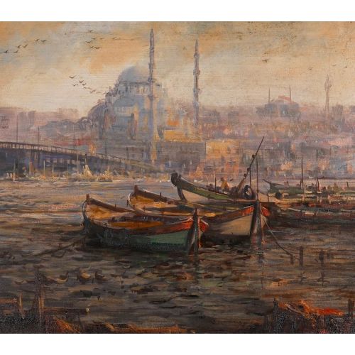 Kayıklar Yağlı Boya Kanvas Tablo Remzi Taşkıran 40x50cm