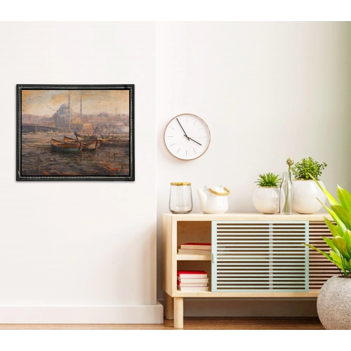 Kayıklar Yağlı Boya Kanvas Tablo Remzi Taşkıran 40x50cm