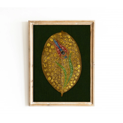 Lale Motifli Esma Ül Hüsna Tezhip Sanatı 20x36 cm