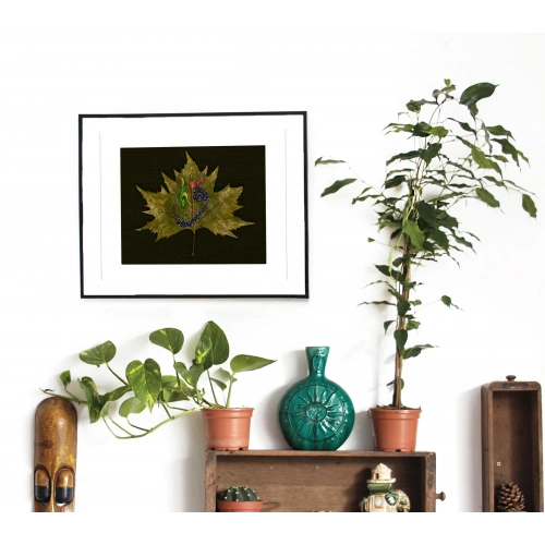 Vav Islamic Calligraphy Art on Maple Leaf