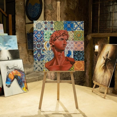 Pop Art Davut Heykeli Portresi 80x80cm