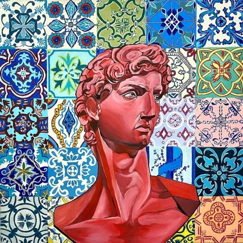 Pop Art Davut Heykeli Portresi 80x80cm