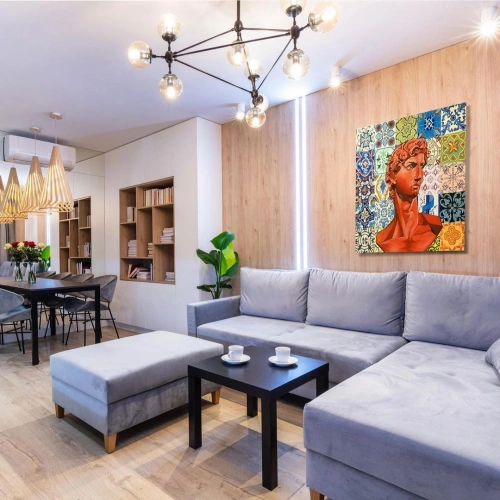 Pop Art Davut Heykeli Portresi 80x80cm