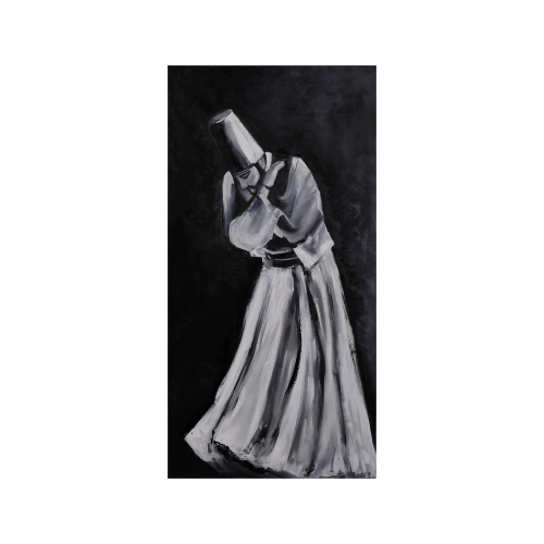 Semazen Derviş Beyaz Kanvas Tablo 60x120cm