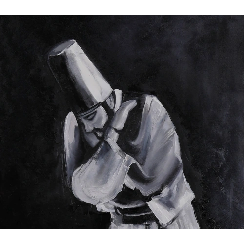 Semazen Derviş Beyaz Kanvas Tablo 60x120cm