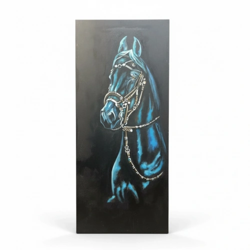 Siyah At Kanvas Dijital Baskı Tablo 60x140 cm