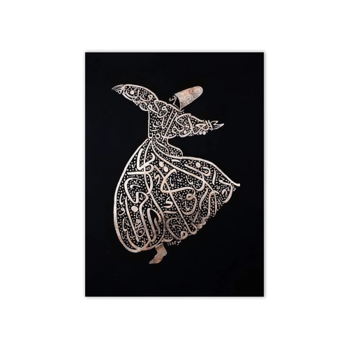 Ya Olduğun Gibi Görün Ya Göründüğün Gibi Ol Mevlana İslami Kaligrafi Rose Gold Tablo 78x110 cm