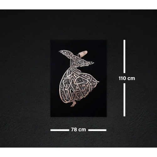 Ya Olduğun Gibi Görün Ya Göründüğün Gibi Ol Mevlana İslami Kaligrafi Rose Gold Tablo 78x110 cm