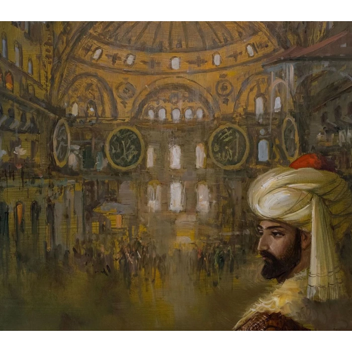 Ayasofya ve Fatih Sultan Mehmet Yağlı Boya Tablo Remzi Taşkıran 90x120cm