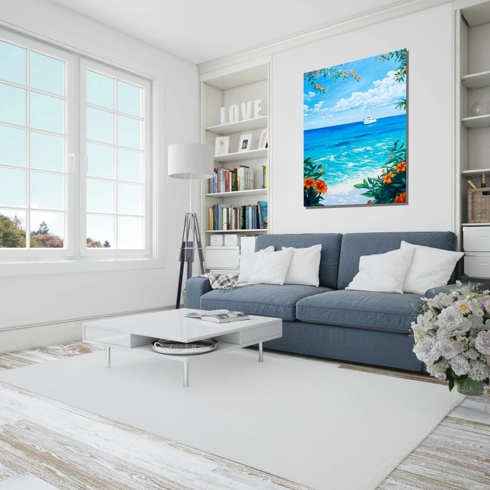 Bir Yaz Akşamı Sahilde Eşsiz Yağlı Boya Tablo Eserimiz 70x90cm