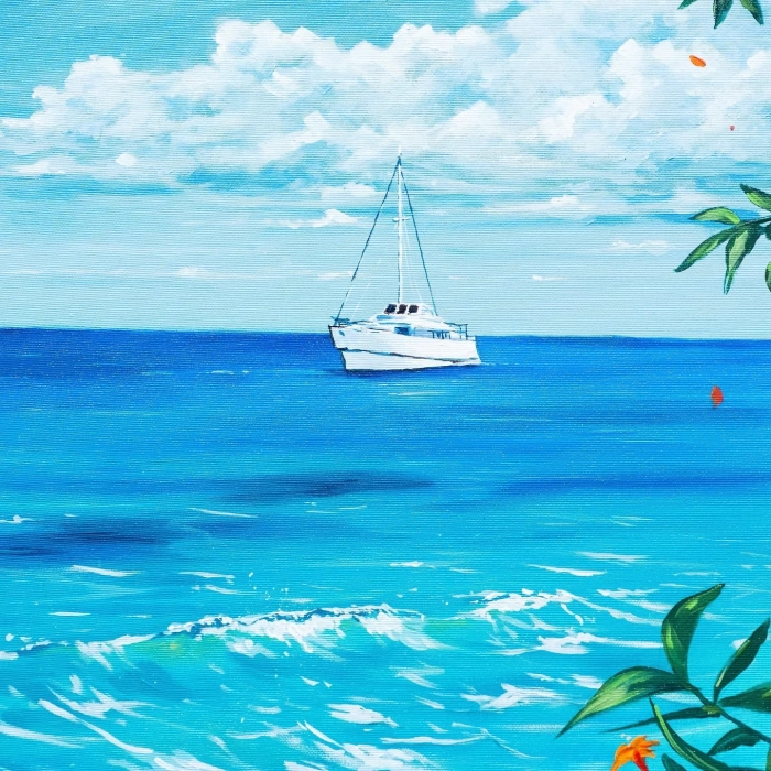 Bir Yaz Akşamı Sahilde Eşsiz Yağlı Boya Tablo Eserimiz 70x90cm