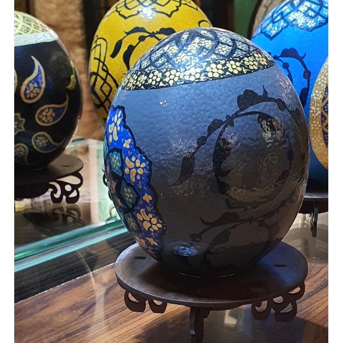 Çini Motifi Detaylı Seramik Yumurta Gri