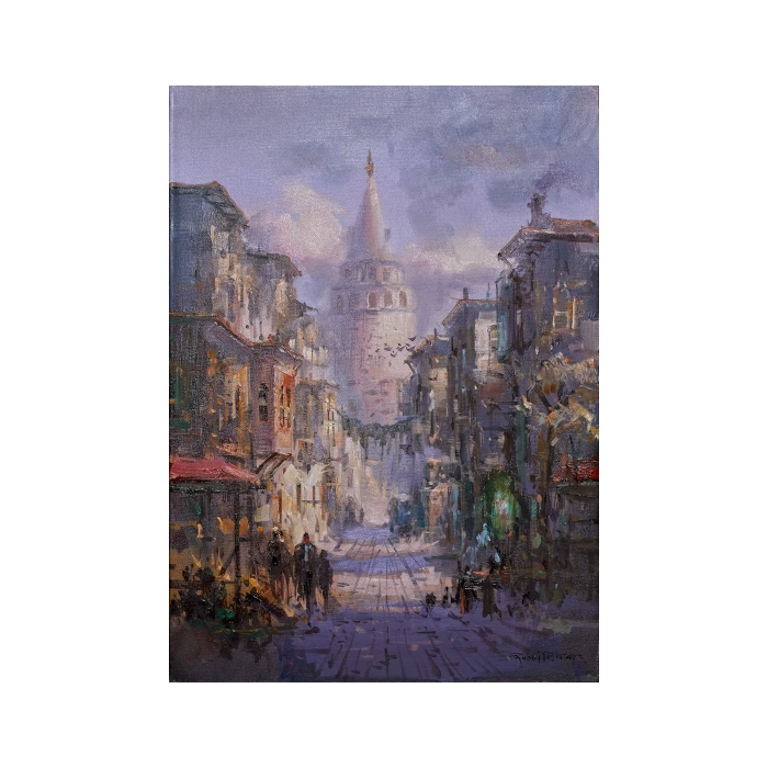 Galata Kulesi Yağlı Boya Kanvas Tablo Remzi Taşkıran 50x70cm