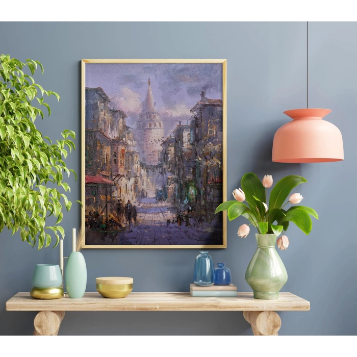 Galata Kulesi Yağlı Boya Kanvas Tablo Remzi Taşkıran 50x70cm