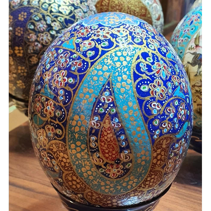 Kafirun Suresi Tezhip Süslemeli Gerçek Deve Kuşu Yumurtası