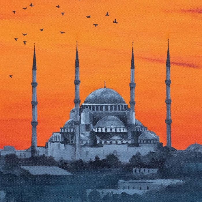 Kızıl Semalarda Sultan Ahmet Camii 60x90cm