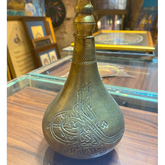 Osmanlı Tuğrası İşlemeli Hilal Başlı Alem