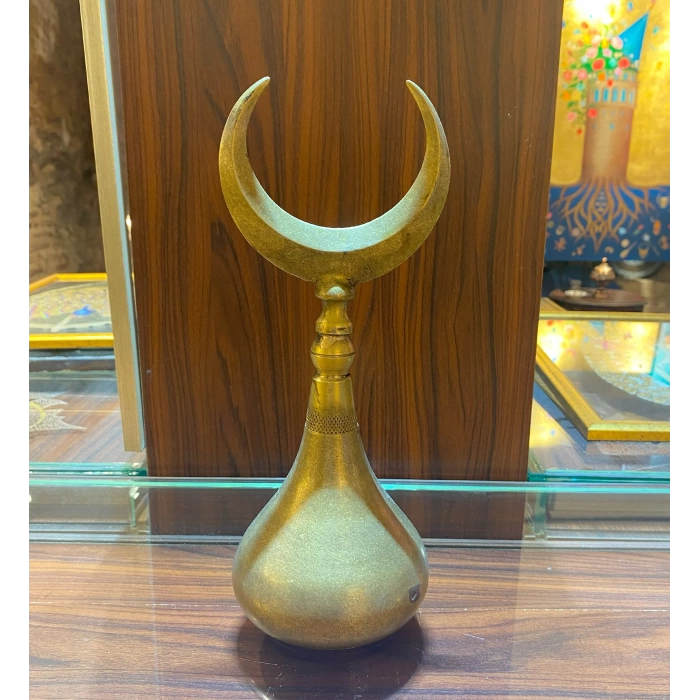 Osmanlı Tuğrası İşlemeli Hilal Başlı Alem