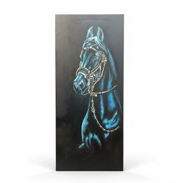Siyah At Kanvas Dijital Baskı Tablo 60x140 cm