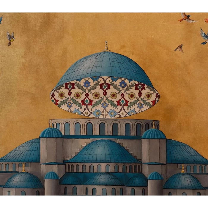 Sultan Ahmet Mavi Cami Altın Varaklı Kanvas Tablo 100x160 cm