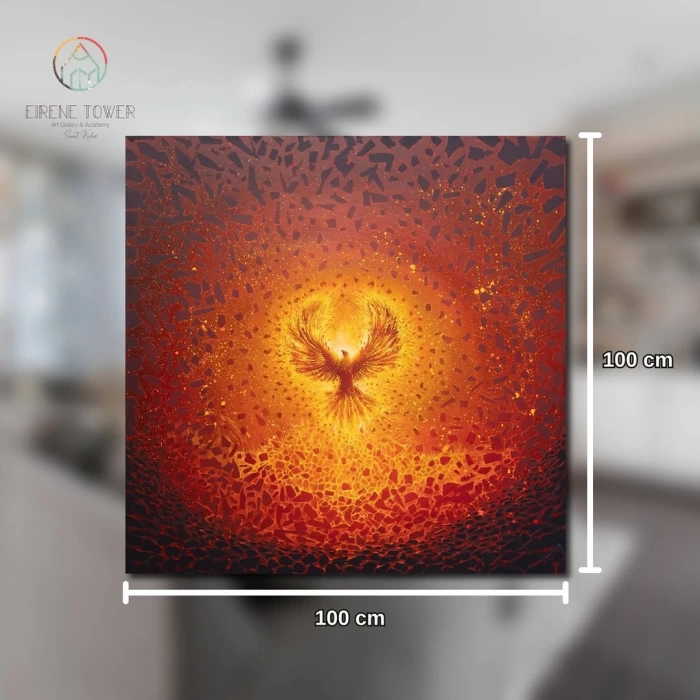 Yıkımın ortasında yeniden doğan ne varsa, bu tablonun içinde! Simurg eşsiz eserimiz 100x100cm
