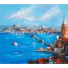 Mavi Galata Tarihi Yarımada Manzarası İstanbul Kanvas Tablo 80x120 cm