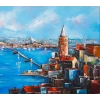 Mavi Galata Tarihi Yarımada Manzarası İstanbul Kanvas Tablo 80x120 cm