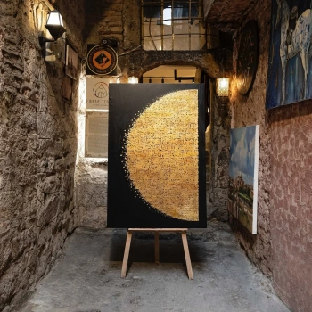 Kafirun, Felak, Nas ve İhlas suresini güneş tasarımıyla yazdığımız modern kaligrafik eserimiz! 80x100cm