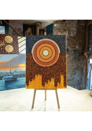 Ayetel Kürsi, İhlas suresi ve Nazar ayetleri! modern kaligrafik eserimiz! 90x120cm