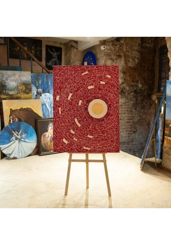 Özel tasarım modern kaligrafiyle Ayetel Kürsi, Felak, Nas, İhlas ve Kalem Suresi 51-52. Ayet 80x110 cm
