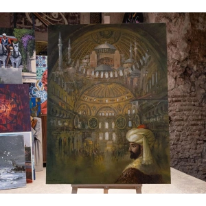 Ayasofya ve Fatih Sultan Mehmet Yağlı Boya Tablo Remzi Taşkıran 90x120cm