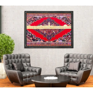 İstanbul Kolajı Osmanlı Saray Halısı Desenli Kanvas Tablo 97x160 cm