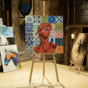 Pop Art Davut Heykeli Portresi 80x80cm
