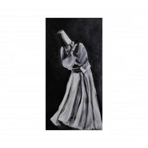Semazen Derviş Beyaz Kanvas Tablo 60x120cm